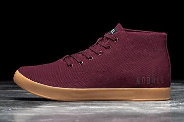 Women's Nobull Cabernet Gum Canvas Mid Trainers Dark / Red | SG Q2923M